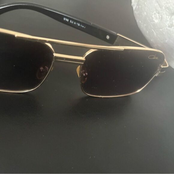 CAZAL SUNGLASSES 988 001 BLACK GOLD FRAMe glasses big logo LENS cutout accessory - Picture 8 of 11